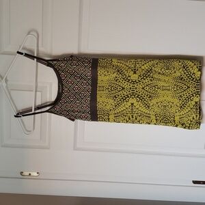 Athleta Yellow and Brown Patterned Tank Dress
